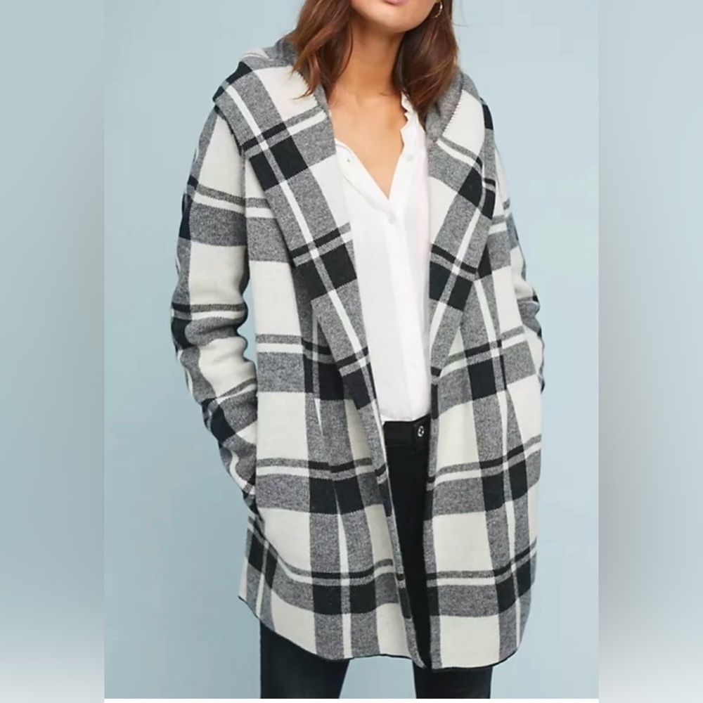 Anthropologie Field Flower Wool Blend Open Hooded Cardigan Jacket , XS